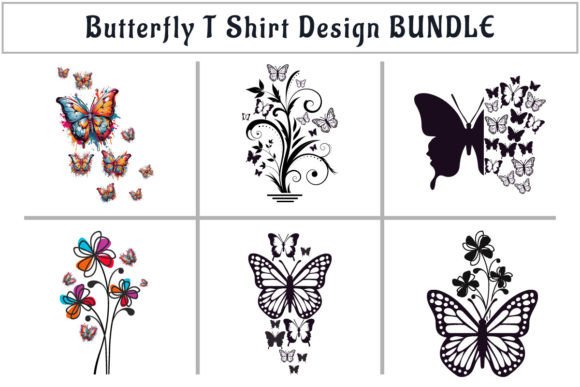 Butterfly Flower T-Shirt Design BUNDLE: A Creative Asset