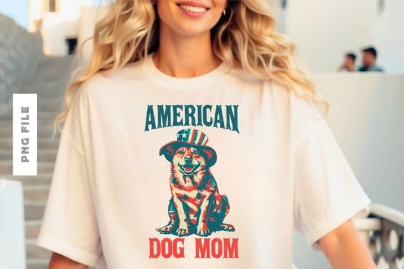 Celebrate Furry Family with the American Dog Mom T-shirt Design PNG