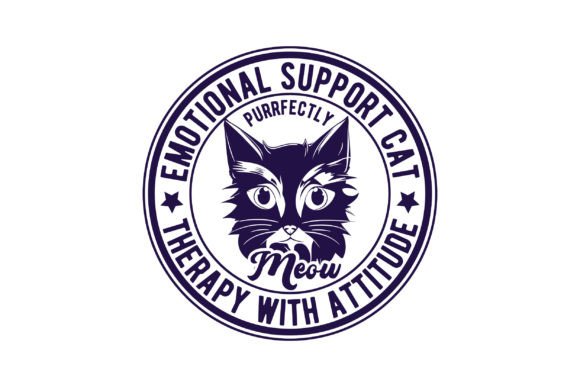 Emotional Support Cat Circle Logo Design: Groovy Vibes for Your Brand