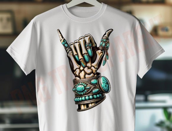 Rock On Skeleton Hand: Vintage Southwestern Style PNG