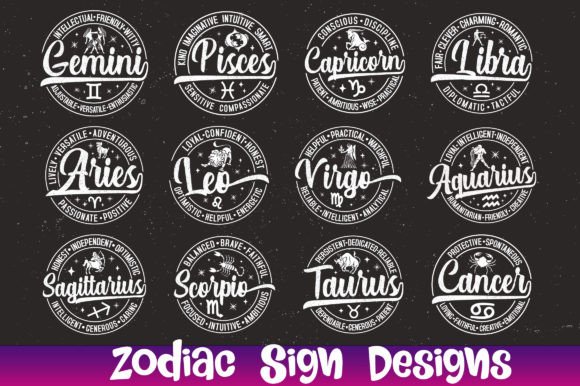 Zodiac T-Shirt Design Bundle: Stars, Signs & Creativity